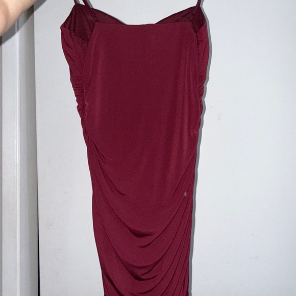 Emerald Sundae Elegant Burgundy Draped Mini Dress - Picture 4 of 5
